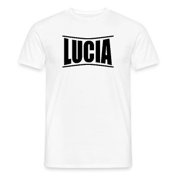 nom t-shirt Lucia t-shirt idée cadeau - T-shirt homme - blanc - Devant - AI Model Male 178 dark (178cm)