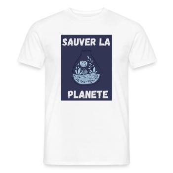 PLANETE. NATURE. JARDIN. ARBRE. FLEUR. ECOLOGIE - T-shirt homme - blanc - Devant - AI Model Male 178 dark (178cm)