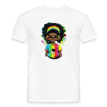 Bright reggae sweater with rainbow design - Men's T-Shirt - white - Front - AI Model Male 178 dark (178cm)