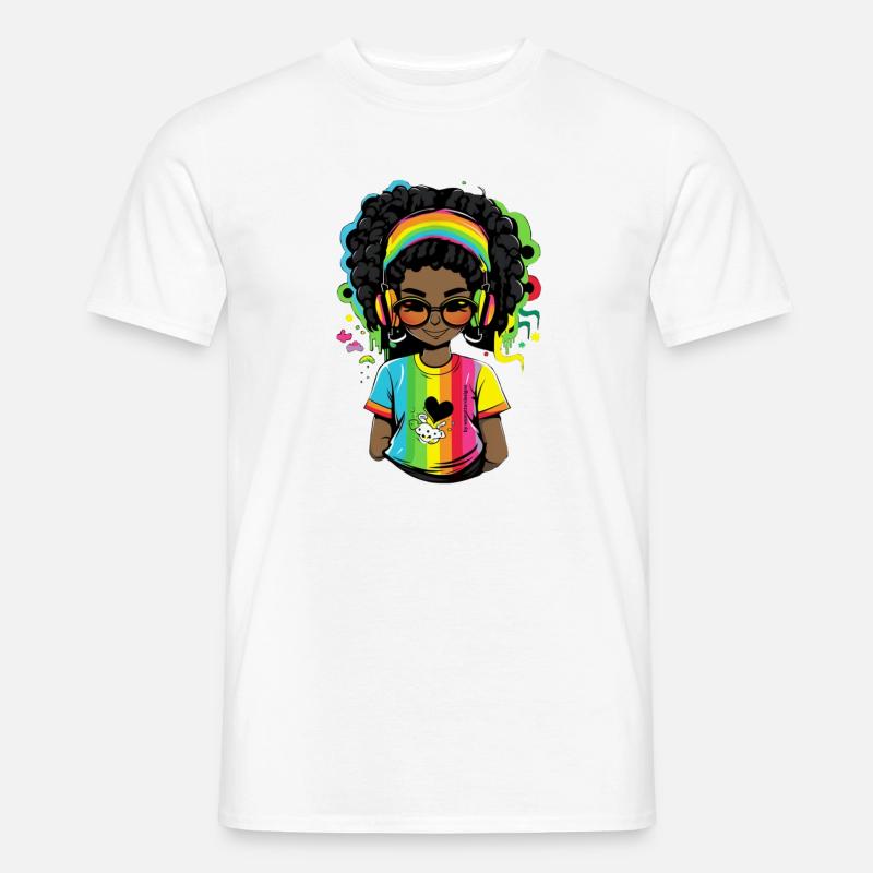 Leuchtender Reggae-Pullover mit Rainbow-Design - Männer T-Shirt - Weiß