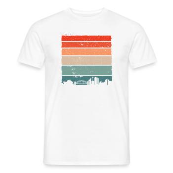 Sunset Gradient City Skyline - Men's T-Shirt - white - Front - AI Model Male 178 dark (178cm)