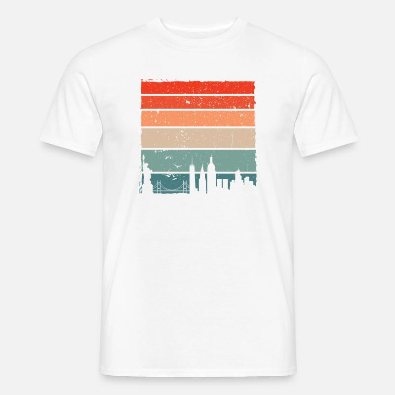Sunset Skyline Farbverlauf - Männer T-Shirt - Weiß