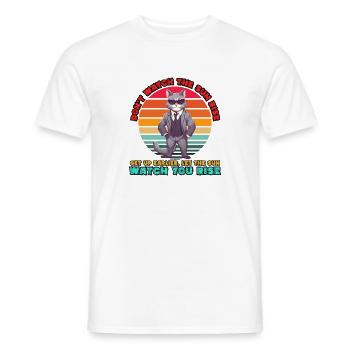 Beobachte nicht den Sonnenaufgang - schwarze Humorkatze - Meme - Männer T-Shirt - Weiß - Vorne - AI Model Male 178 dark (178cm)