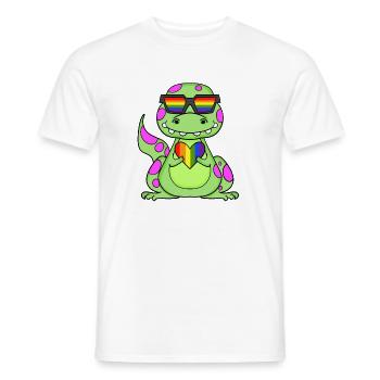Dino Regenbogen Herz - Männer T-Shirt - Weiß - Vorne - AI Model Male 178 dark (178cm)