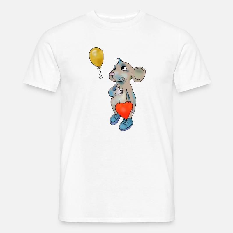 Maus und Luftbollon - Männer T-Shirt - Weiß