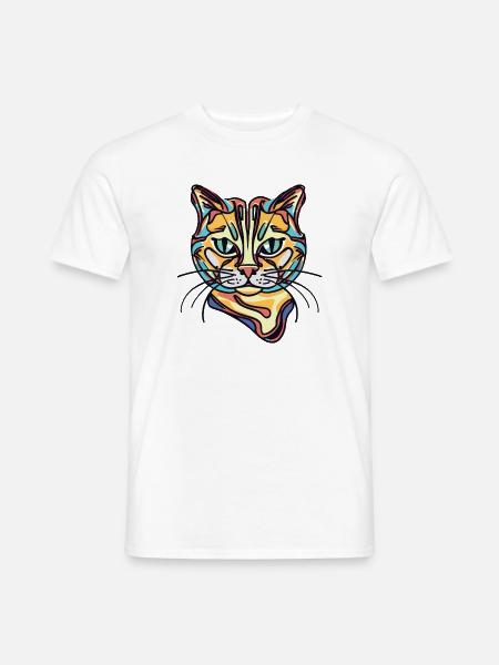 Bunte Katze - Männer T-Shirt - Weiß