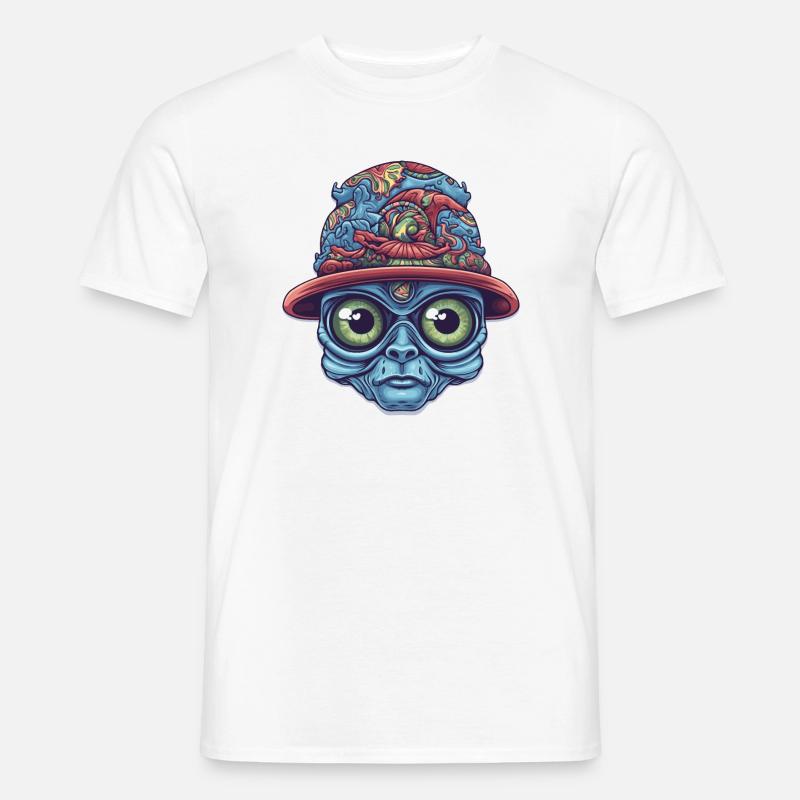 Psychedelischer Alien - Männer T-Shirt - Weiß