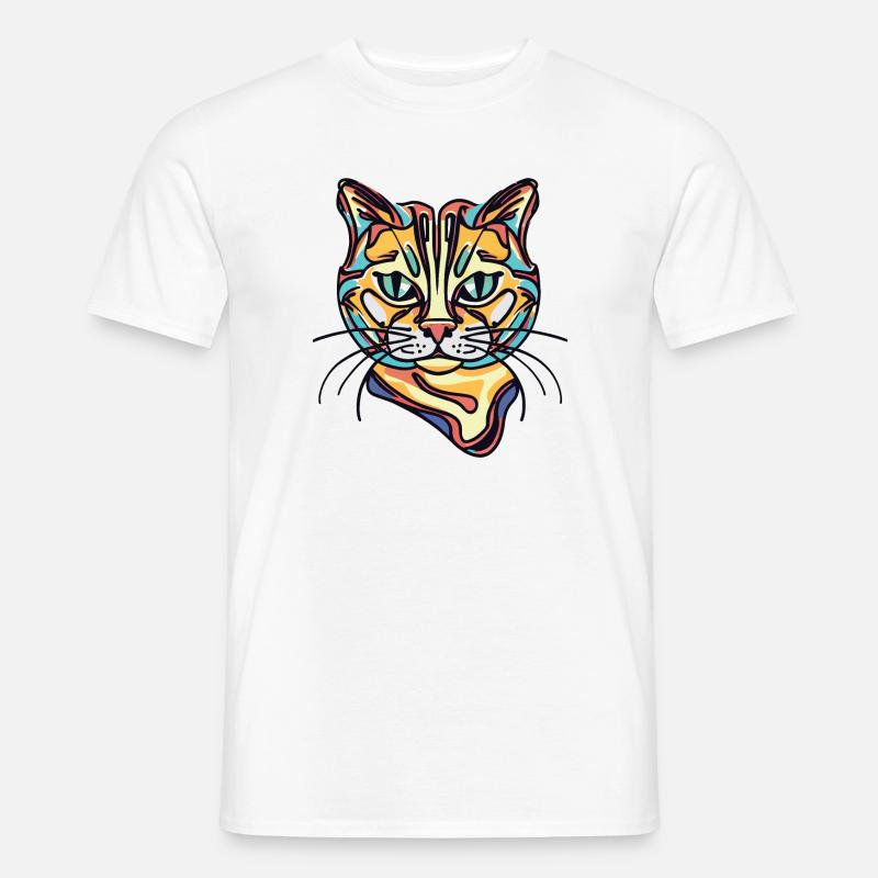 Bunte Katze - Männer T-Shirt - Weiß