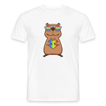 Rainbow - Capybara with glasses and heart - Men's T-Shirt - white - Front - AI Model Male 178 dark (178cm)