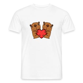 Capybara capybara heart motif - Men's T-Shirt - white - Front - AI Model Male 178 dark (178cm)