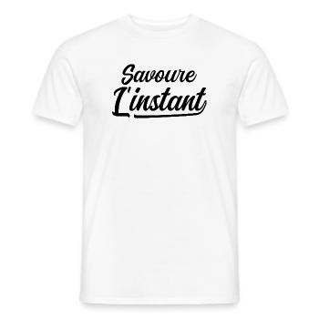 Savoure l'instant - T-shirt homme - blanc - Devant - AI Model Male 178 dark (178cm)