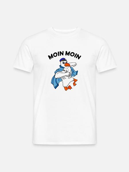 Moin Möwe Nordsee Kapitän - Männer T-Shirt - Weiß