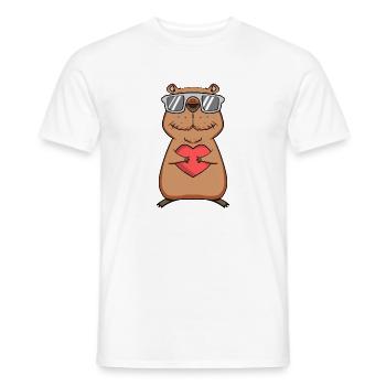 Capybara capybara heart motif - Men's T-Shirt - white - Front - AI Model Male 178 dark (178cm)