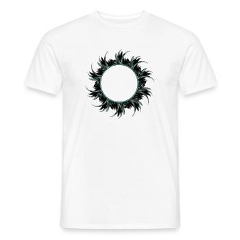 round frame made of drawn feathers - Men's T-Shirt - white - Front - AI Model Male 178 dark (178cm)