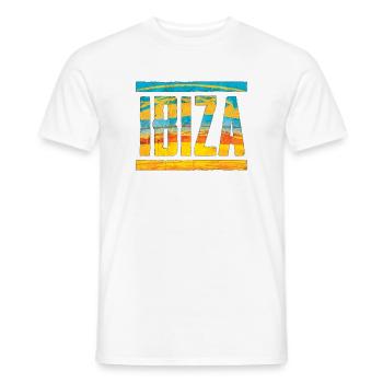 Retro 1970s Style Schriftzug IBIZA - Männer T-Shirt - Weiß - Vorne - AI Model Male 178 dark (178cm)