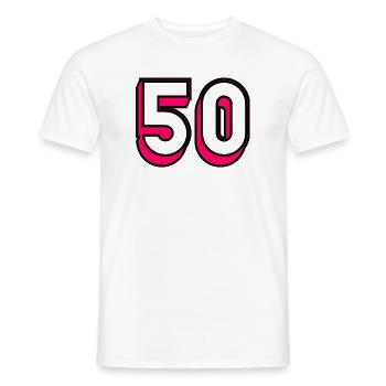 50. HAPPY BIRTHDAY. JOYEUX ANNIVERSAIRE - T-shirt homme - blanc - Devant - AI Model Male 178 dark (178cm)