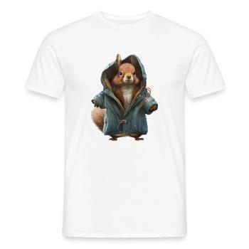 Design with a squirrel wearing a jacket - Men's T-Shirt - white - Front - AI Model Male 178 dark (178cm)