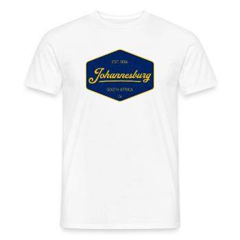 Johannesburg Vintage Sign Blau Gelb - Männer T-Shirt - Weiß - Vorne - AI Model Male 178 dark (178cm)
