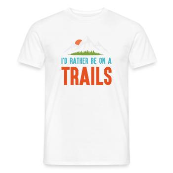Mountains - I'd Rather Be on a Trail - Men's T-Shirt - white - Front - AI Model Male 178 dark (178cm)