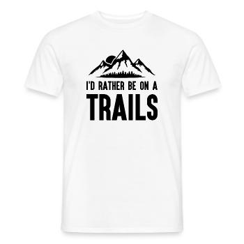 Mountains - I'd Rather Be on a Trail - Men's T-Shirt - white - Front - AI Model Male 178 dark (178cm)