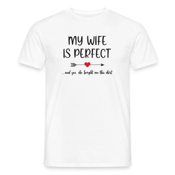 My Wife is Perfect - Men's T-Shirt - white - Front - AI Model Male 178 dark (178cm)