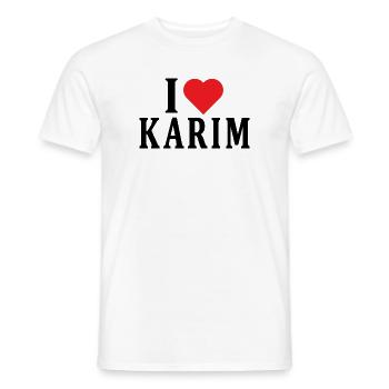 t-shirt name I love Karim t-shirt gift idea - Men's T-Shirt - white - Front - AI Model Male 178 dark (178cm)