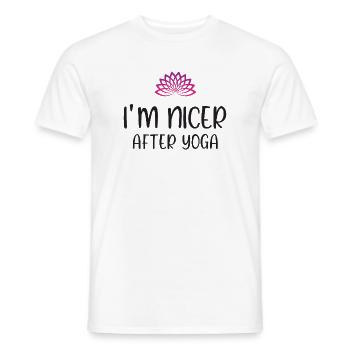 Je suis plus gentil après le yoga - T-shirt homme - blanc - Devant - AI Model Male 178 dark (178cm)