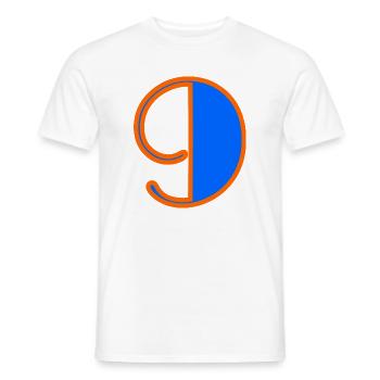 9 YEARS. 9th ANNIVERSARY. BIRTHDAY 9 YEARS. 9 - Men's T-Shirt - white - Front - AI Model Male 178 dark (178cm)