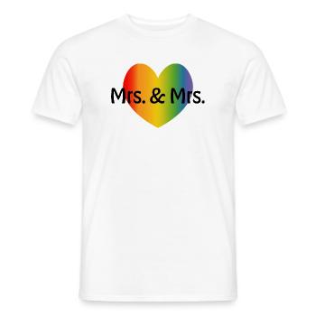 Regenbogen Mrs and Mrs 2 rainbow Herz - Männer T-Shirt - Weiß - Vorne - AI Model Male 178 dark (178cm)