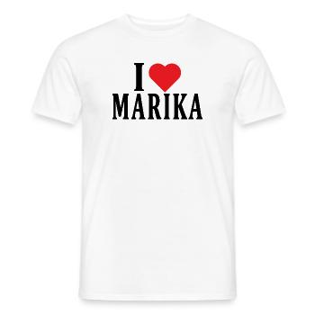 nom du t-shirt J’aime Marika idée cadeau de t-shirt - T-shirt homme - blanc - Devant - AI Model Male 178 dark (178cm)
