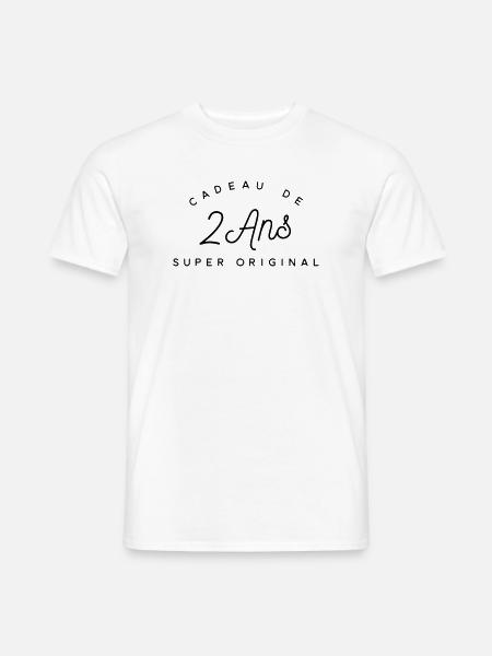Cadeau 2 ans  - T-shirt homme - blanc