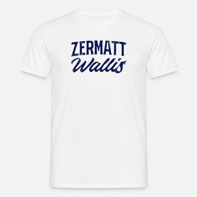 Zermatt Wallis Alpine Script - Männer T-Shirt - Weiß