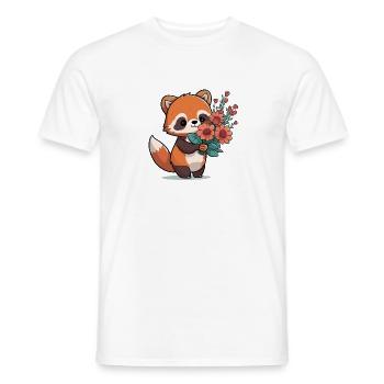 Panda roux à fleurs - T-shirt homme - blanc - Devant - AI Model Male 178 dark (178cm)