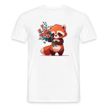 Panda roux à fleurs - T-shirt homme - blanc - Devant - AI Model Male 178 dark (178cm)