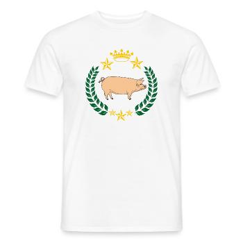 Cochon taché dans une couronne de laurier - T-shirt homme - blanc - Devant - AI Model Male 178 dark (178cm)
