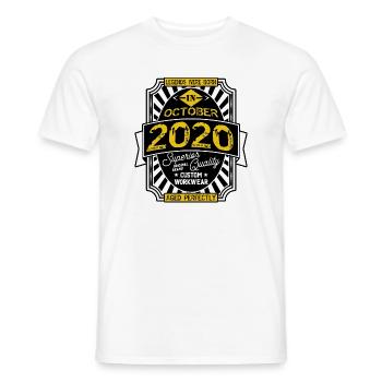 2020 OCTOBER - T-shirt homme - blanc - Devant - AI Model Male 178 dark (178cm)