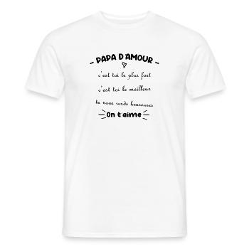 Papa d amour c'est toi le plus fort - T-shirt homme - blanc - Devant - AI Model Male 178 dark (178cm)