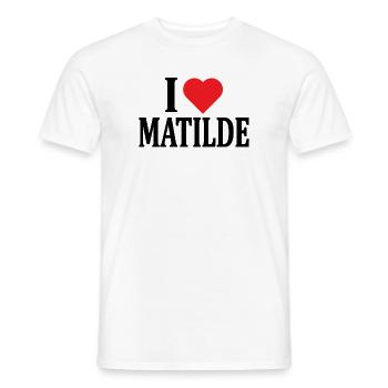 t-shirt J’adore Idée cadeau Matilde t-shirt - T-shirt homme - blanc - Devant - AI Model Male 178 dark (178cm)