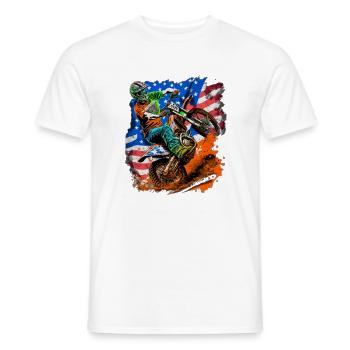 Amerikanische Flagge Motocross Splash - Männer T-Shirt - Weiß - Vorne - AI Model Male 178 dark (178cm)