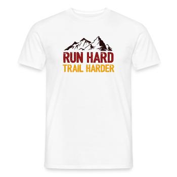 Run Hard. Trail Harder. - Men's T-Shirt - white - Front - AI Model Male 178 dark (178cm)