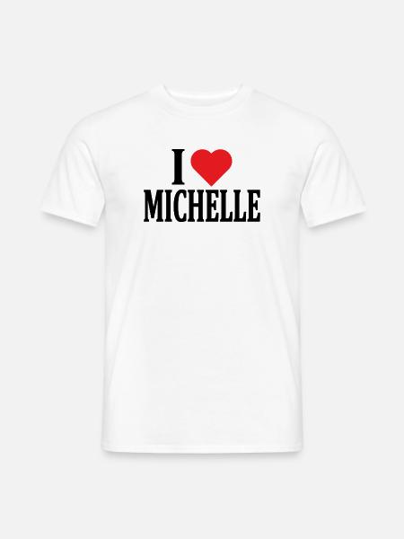 T-Shirt Name I love Michelle T-Shirt Geschenkidee - Männer T-Shirt - Weiß