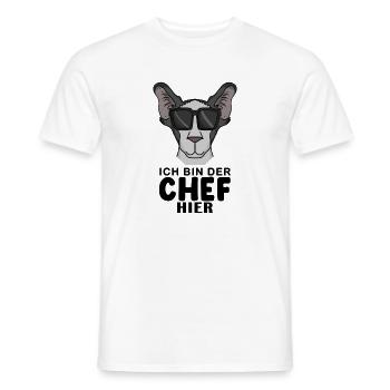 coole Katze - Orientalisch Kurzhaar Katze - Chef - Männer T-Shirt - Weiß - Vorne - AI Model Male 178 dark (178cm)