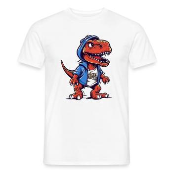 Dino in Hoodie mit Coolem Blick - Männer T-Shirt - Weiß - Vorne - AI Model Male 178 dark (178cm)