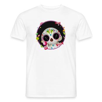 Cute Sugar Skull in candy frame - Men's T-Shirt - white - Front - AI Model Male 178 dark (178cm)