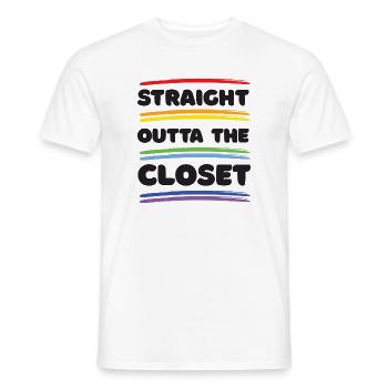Pride Month - Straight Outta The Closet - Men's T-Shirt - white - Front - AI Model Male 178 dark (178cm)
