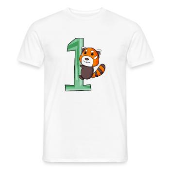 1 Birthday 1 Year Old with Animal Motif - One - Men's T-Shirt - white - Front - AI Model Male 178 dark (178cm)