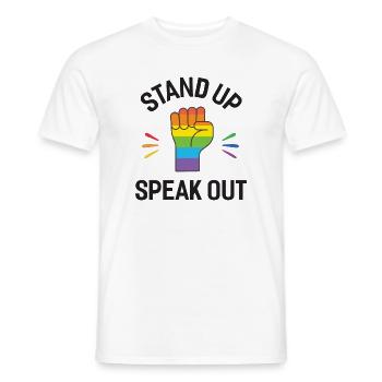 Pride Month - Stand Up. Speak Out. - Men's T-Shirt - white - Front - AI Model Male 178 dark (178cm)