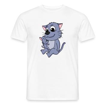 Cat Family - Cat with Baby - Men's T-Shirt - white - Front - AI Model Male 178 dark (178cm)