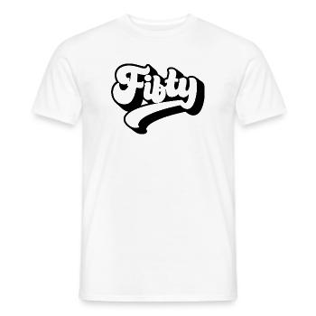 Fifty 50th Birthday Men Women 50 Years Old - Men's T-Shirt - white - Front - AI Model Male 178 dark (178cm)