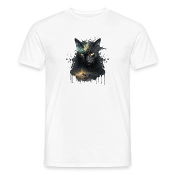 Black cat in space design - Men's T-Shirt - white - Front - AI Model Male 178 dark (178cm)